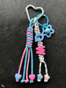 1pc Tassel Custom Bag Charm, Handmade Braided Rope Letter Bead Bag Pendant, Star Bell/Bow, Heart Keychain, Personalized Bag Charm Gift., Aesthetic, Coquette Style - Heart Keychain - View 51