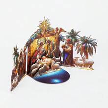 1pc Classic Nativity Of Jesus Scene 3D Greeting Card, Home And Party Atmosphere Decorative Items,Birthday Card, Wedding Gift Card, Surprise Gift For Friends, Gift For Mother, Gift For Parents, Suitable For All Kinds Of Festival, Celebration & Parties