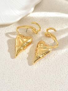 1 Pair Women Metal Asymmetrical Geometric Line Wrapped Heart Shaped Earrings, Party Jewelry Gift