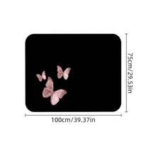 1 Piece Car Trunk Mat/Tailgate Mat With Original Three Pink Butterflies Pattern - Flannel Soft Pad With Printed Design, All-Weather Universal Car Accessory & Protective Mat, Suitable For Interior Use In SUVs, Sedans, Pickup Trucks, Etc. - Multicolor - View 3