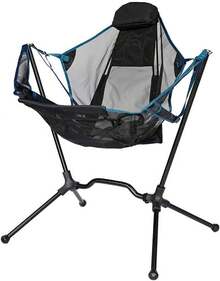 Plegables Camping 150KG Mecedora con Respaldo, Hamaca silla de camping, Silla de Pesca Ajustable, Sillas de Jardín Portátiles para Camping, jardín, balcón, Picnic, Interior,con bols (Negro) - 1 - Ver 2