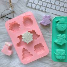 6腔圣诞老人礼物、圣诞树、铃铛、雪花硅胶模具、蜡烛、肥皂DIY工艺模具、礼品模具 - 彩色 - 查看 8