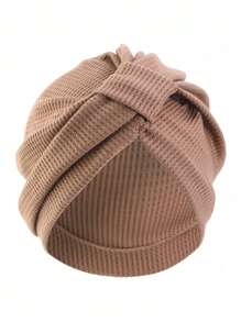 1pc Waffle Criss-Cross Headband Cap, Suitable For Women, Solid Color Hair Care Cap & Headscarf