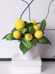 1pc/3pcs Lemon Potted Plant,PP Pot,PE Material,Green,Yellow,Gift,Table Decoration,Home Decoration,Garden Decoration,School Dormitory Office Decoration,Outdoor Party Event Holiday Birthday Party Decoration,Home Door Hotel Restaurant Living Room Bedroom Wedding Kitchen Garden Decoration,Suitable For Valentine's Day,Spring/Summer Decoration,Spring Festival Decorative Ornaments,Green Decoration Back To School Room Decor School Supplies
