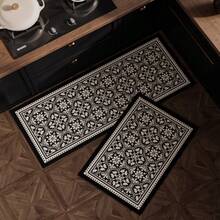 سجادة أرضية مطبخ بنقوش زهرية، مقاومة للزيت والانزلاق والسقوط، طول قابل للتخصيص