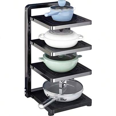 Pot And Pan Organizer Rack For Under Cabinet Heavy Duty Pot Pan Rack Under Sink Organizers And Storage Pot Lid Organizer Kitchen Cabinet Organizer With 4 Adjustable Tiersgift