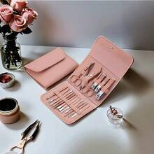 16 件美甲套装，不锈钢指甲钳套装，专业美容套装，面部、手部和足部护肤和指甲护理工具，带皮革旅行盒，便携式美容工具套装，专业美容套装，旅行美甲套装，包，送给家人和朋友的首选礼物