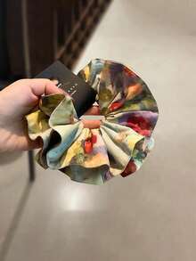 1 pieza Scrunchie con estampado de teñido anudado al estilo de la pintura al óleo del Jardín de Monet, accesorio de pelo elástico con estampado floral fresco para mujer, accesorio de pelo creativo y de moda para uso diario y trayectos, accesorios para el cabello, sujetadores de coleta, ligas para el cabello, scrunchies, cuerda para el cabello, regalo de accesorios de belleza para el hogar de mujer - Multicolor - Ver 6