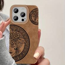 Funda para phone compatible con 16 Pro, 15/14 Plus. Diseño retro de piel sintética de oveja. Diseño artístico moderno en color marrón. Protección premium con acolchado suave, unisex. - Colores mixtos 1 - Ver 5