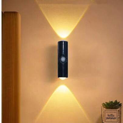 Nueva luz de pared magnética recargable, luz nocturna con sensor de movimiento inteligente, lámpara de ambiente con ojos de gato autoadhesiva para escaleras, interior, exterior, balcón