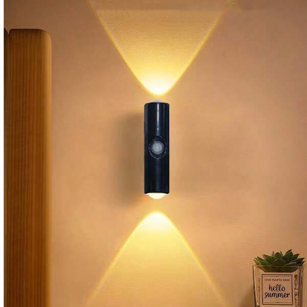 New Magnetic Wall Light Rechargeable Night Light, Smart Motion Sensor Light, Self-Adhesive Hillside Dual Cat Eye Atmosphere Lamp For Stairs, Indoor, Outdoor, Balcony