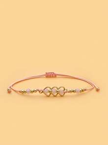 12 Pcs Set Of Three Heart Fashion Crystal Good Luck Braided Bracelet Charm Bracelet Rope Gift For Girls Jewelry Wholesale Family Sharing Set