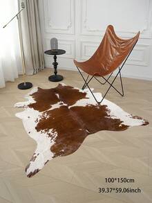 1 قطعة سجادة مطبوعة بنمط جلد البقر غير متماثل - ديكور منزلي بطراز المزرعة الريفي، سجادة غرفة المعيشة، سجادة غرفة الإقامة المنزلية - مناسبة للمطبخ وغرفة الطعام وغرفة المعيشة والممرات