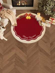 Weihnachts-Kristall-Samt-Rundteppich, rutschfest und leicht zu reinigen, angenehm zum Sitzen, Weihnachts-Teppich für Feststimmung, geeignet für Wohnzimmer/Esszimmer/Schlafzimmer/Eingangsbereich