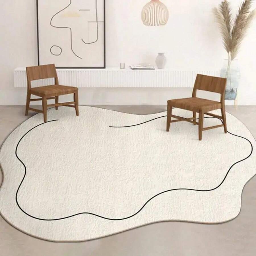 Thảm trang trí nghệ thuật hiện đại hình dạng bất đối xứng, chất liệu giả cashmere mềm mại, màu be tối giản, thích hợp làm quà tặng mùa hè, tiệc tùng, thảm phòng khách, thảm trải sàn phòng khách, thảm nhỏ, thảm trang trí nhà cửa, thảm phòng khách lớn, thảm tròn, trang trí nhà phòng khách, trang trí phòng, thảm có thể giặt được.