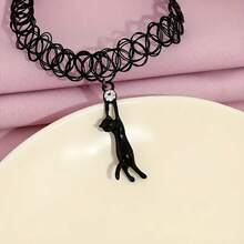 Dây chuyền mặt dây chuyền hình mèo đen pha lê phong cách Gothic - Kiểu dáng cổ điển, dây choker có thể điều chỉnh, thiết kế rỗng, lấy cảm hứng từ hình xăm, trang sức quyến rũ thập niên 90 và Y2K, hoàn hảo cho phụ nữ, thích hợp làm quà tặng cho người yêu, cháu gái, bạn bè, đeo trong dịp Halloween, thường ngày và các lễ kỷ niệm. - Nhiều màu - Xem 2