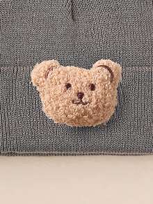 1 chiếc mũ len hình gấu cho bé trai và bé gái từ 0-12 tuổi, mũ len giữ ấm cho trẻ em - 1PC - Xem 8