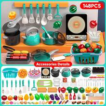 Kids Kitchen Playset, Suitable For Boys And Girls, Includes Cooking, Stir-Frying, Cutting Vegetables And Other Kitchen Utensils, As Well As Musical Simulated Tableware