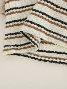 2 件男婴秋冬黑白棕条纹长袖上衣和米色长袖 Polo 领衬衫套装