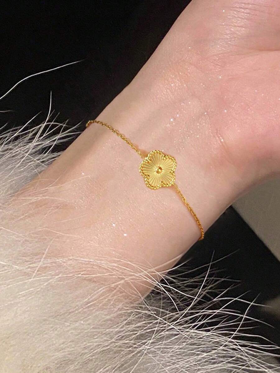 سوار فضة عيار 925 بزهرة أنيقة ذات 5 بتلات، مجوهرات نسائية رقيقة، هدية لحفلة، عيد ميلاد، موعد