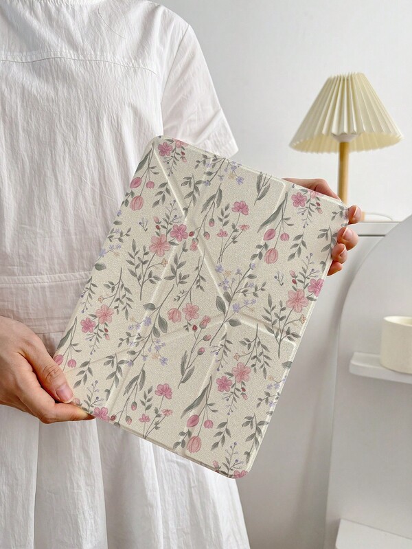 غطاء واقي قابل للطي بطراز كوري بزهور وردية، من نوع TPU+PC ثنائي الاستخدام، قشرة أكريليك خفيفة الوزن، متوافق مع iPad 7/8/9 2022، iPad Air 5/4/3 الجيل التاسع 10.2 بوصة، iPad Pro 11 بوصة 2024، iPad Mini 7 2023، iPad Air 6/iPad الجيل العاشر 10.2 بوصة، iPad 11 بوصة (M3)/iPad 11 بوصة (A16 2025)