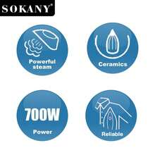 Plancha de vapor de viaje SOKANY 6047, quitarruga de ropa, 700W de alta potencia, calentamiento rápido, control de temperatura múltiple, pantalla LED para ajuste fácil. Suela de cerámica, fácil de planchar cuellos, botones y otras áreas pequeñas. Adecuado para viajes y personas de negocios como un útil compañero del hogar.