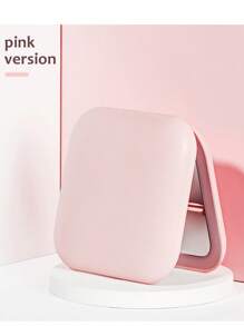 Espejo de maquillaje LED mini, equipado con un espejo plano de alta definición, tres ajustes de brillo, presión prolongada para ajuste de brillo infinito, 2x de aumento, puerto de carga USB desmontable, diseño plegable y abatible, mini, ligero y fácil de transportar, para retoques fáciles.