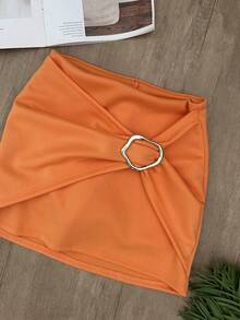 JING MODAS Skirt With Shorts\Knitwear\Women's Fashion - 橘色 - 查看 2
