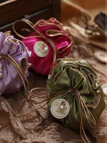 5 Packs Silk Drawstring Gift Bags, Wedding Favor Bags, Candy Wrapping Bags Multipurpose Gift Wrap Drawstring Gift Bags Reusable, Jewelry Bags Candy Bags Party Decorations For Wedding, Birthday, Anniversary, Housewarming - Elegant Multipurpose Candy Bags For Bachelorette Party And More - Multicolor - View 1