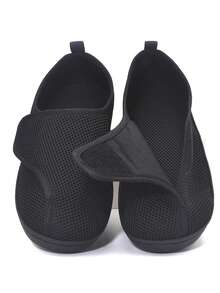 男士宽头鞋，防滑鞋底，越野跑赤足鞋，适合糖尿病引起的足部肿胀、骨科患者、足部水肿、老年人 - 黑色 - 查看 5