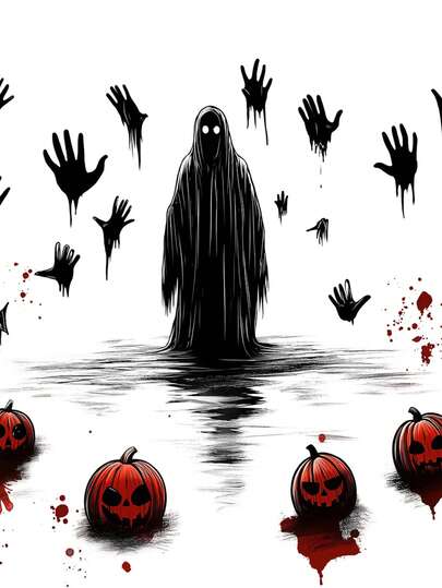 1piece Halloween Horror Ghost Sticker To Add Festive Atmosphere, Can Be Used On Glass, Bathroom, Balcony, Toilet, Mirror. The Sticker Is Removable.