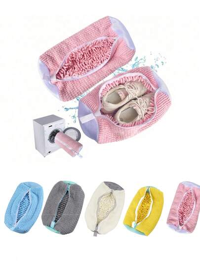 Wäschemaschinenreinigungsbeutel für alle Schuharten - Gelb mit blauem Reißverschluss, schützender Wäschebeutel mit reichhaltigem Fleece-Innenfutter, perfekt für Sneaker und Freizeitschuhe, Wäschebeutel, Wäschebeutel Urlaubsartikel Urlaubsreise Reiseaccessoires Reisebeutel Perfektes Geschenk zur Graduierung