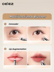 OEIEZ 双头唇刷，可伸缩唇刷，用于口红唇彩的化妆刷，适合日常旅行化妆，荧光笔和遮瑕刷唇部化妆刷