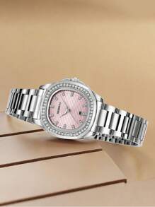 1pc Women's Business Elegant Stainless Steel Band Quartz Movement Wrist Watch, Suitable For Daily Wear