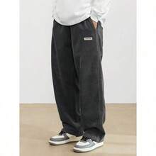 Men's Solid Color Casual Everyday Trousers Men's Streetwear Pants, Boy Friend Gifts, Back To School - 深灰色 - 查看 1