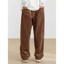 Men's Solid Color Casual Everyday Trousers Men's Streetwear Pants, Boy Friend Gifts, Back To School - 鏽棕色 - 查看 2