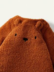 1pc Baby Cartoon Cute Bear Teddy/Rabbit, Soft, Comfortable, Warm, Thermal Lining, Thick Material, Double-Layer Plush Sleeping Bag - Chocolate Brown - View 3