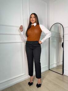 Women Sweater Vests - Lạc đà - Xem 6