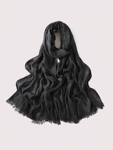 1 Khăn choàng tua rua xếp ly Modal trơn màu dành cho nữ, Khăn trùm đầu thường ngày, Khăn choàng giữ ấm chống nắng Hijab dùng khi mặc váy - nhiều màu - Xem 26