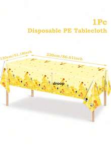 1 Stück 51x71 Zoll Bienen-Muster Tischdecke - wasserdicht, abwischbar, geeignet für Partys, Babyveranstaltungen, Kinderzimmer Dekoration (130x180cm) Bienen-Themen Geburtstagsparty Dekoration, Baby Biene - Gelb - Übersicht 4