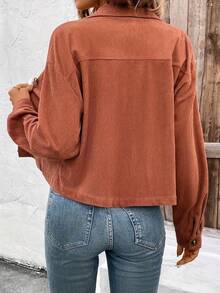 2025 Autumn/Winter Korean-Style Warm And Fashionable Coat, Corduroy Coat That Is Versatile And Suitable For Daily Wear, Elegant Appearance - 咖色 - 查看 3