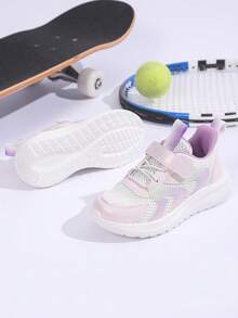 1 Pair Fashionable, Comfortable And Lightweight Spring Children's Sports Shoes, Summer Mesh Hollow Big Kids Running Shoes, Students' Daily Wear Anti-Slip Durable EVA Outsole, Mold Shaping Stable Fit, Soft Sole Glossy, Suitable For Daily Wear And Running - Purple - View 7