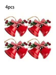 4pcs Iron Christmas Decoration Bells, 4 Different Colors, Decorated With Lace Mesh And Berry Patterns. They Have A Wind Chime-Like Effect, Creative Men's Gift, Personalized Gift, Suitable For Valentine's Day, Easter, New Year, For Both Men And Women. - Double-headed Bell - View 12