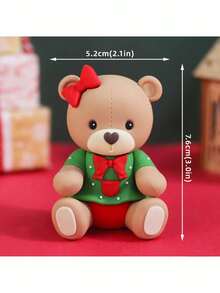 1 Set Or 1 Piece Christmas Teddy Bear Cake Decoration, Christmas Red Sweater Green Shirt Teddy Bear Ornament, Red And Green Striped Arch Gift Box Cake Decoration, Suitable For Baptism Birthday Cake Decoration, Christmas Theme Cake Decoration (Please Use With Tray Or Tube) - Multicolor - View 18