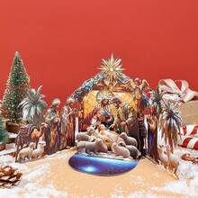 1pc Classic Nativity Of Jesus Scene 3D Greeting Card, Home And Party Atmosphere Decorative Items,Birthday Card, Wedding Gift Card, Surprise Gift For Friends, Gift For Mother, Gift For Parents, Suitable For All Kinds Of Festival, Celebration & Parties