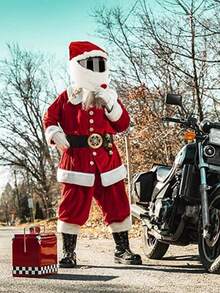 1 chiếc mũ bảo hiểm xe máy ông già Noel, mũ ông già Noel xe máy, quà tặng mũ bảo hiểm trùm đầu cá nhân hóa dễ thương, điên rồ và vui nhộn, thích hợp cho đồ dùng ngoài trời và trang trí tiệc Giáng sinh (không bao gồm mũ bảo hiểm) trang trí nhà trang trí Giáng sinh trang trí phòng trang trí Giáng sinh mùa đông quà tặng Giáng sinh tại nhà trang trí Giáng sinh - Nhiều màu - Xem 3