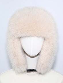 1pc Thick Faux Fox Fur Trapper Hat, Hat And Scarf Set Suitable For Autumn/Winter Outdoor Activities, Warm & Versatile For Hiking, Skiing, Cycling And Daily Wear, Retro Acrylic Bucket Hat, Fleece Lined Aviator Hat, Halloween Gift