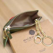 Monedero de 2022 con forma de corazón, llavero para mujer, bonito parche de corazón, bolsa pequeña, llavero, monedero - Negro - Ver 2