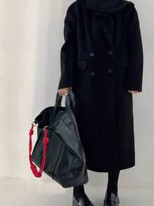 Dedoo 粗编织绳肩带托特包女2024新款通勤手提包大容量软皮单肩 - 黑色 - 查看 3