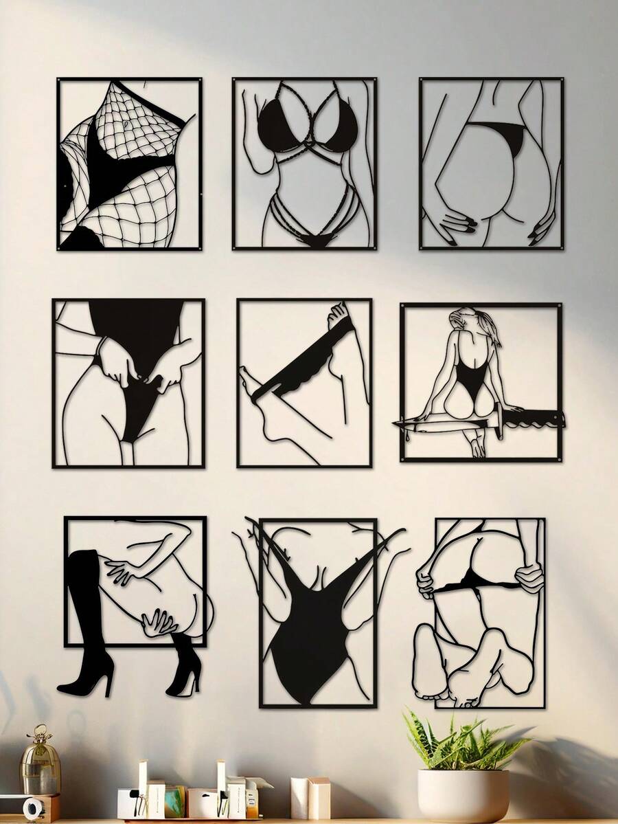 1pc Modern Black Metal Sign - Decorative Bathroom Wall Art, Hanging Iron Sculpture, Wall Mount Design For Home Decor, Unique Gift Idea, Rust-Resistant, Easy To Install